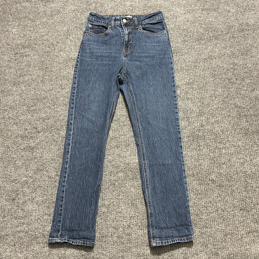 H&M Womens Straight‎ Jeans Size 6 Blue Denim Slim Fit Casual Stretch High Rise